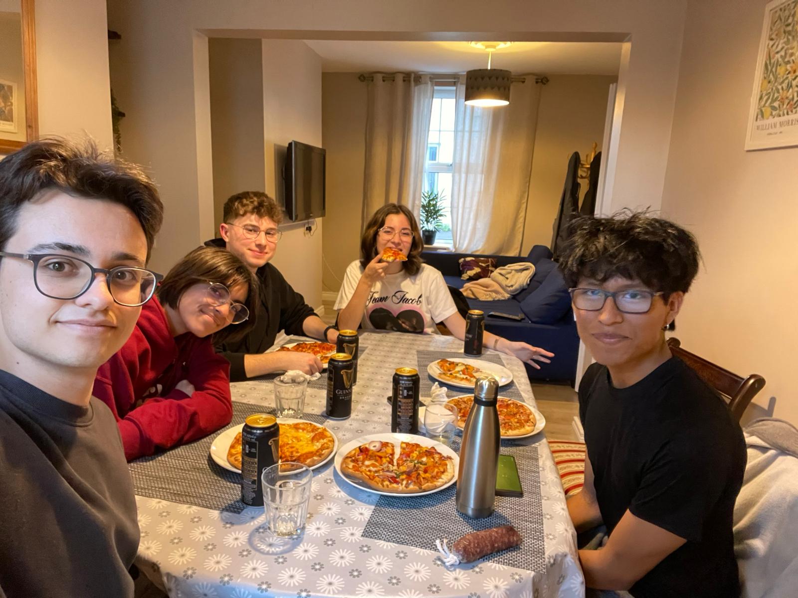 Students enjoying a meal together