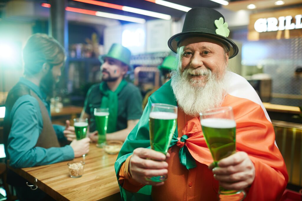 Irish man in pub on saint patrick's day